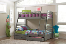 Load image into Gallery viewer, Ashton Twin Over Full 2-drawer Bunk Bed Cappuccino, White, Navy, Honey, &amp; Brown
