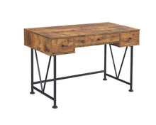 Load image into Gallery viewer, Analiese 3-drawer Writing Desk Antique Nutmeg and Black
