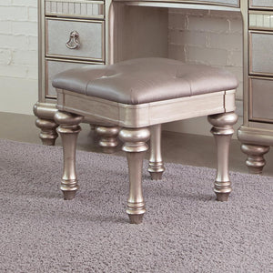 Bling Game Upholstered Vanity Stool Metallic Platinum