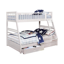 Load image into Gallery viewer, Ashton Twin Over Full 2-drawer Bunk Bed Cappuccino, White, Navy, Honey, &amp; Brown
