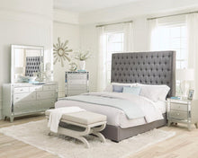 Load image into Gallery viewer, Camille Tall Tufted Queen Bed Grey
