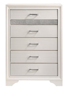 Miranda 5-drawer Chest White and Rhinestone