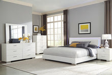 Load image into Gallery viewer, Felicity Eastern King, Queen, &amp; Cal.King Panel Bed with LED Lighting Glossy White
