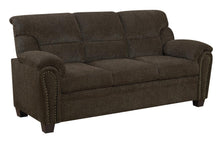 Load image into Gallery viewer, Clementine Upholstered Sofa with Nailhead Trim Brown
