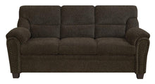 Load image into Gallery viewer, Clementine Upholstered Sofa with Nailhead Trim Brown
