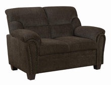 Load image into Gallery viewer, Clementine Upholstered Loveseat with Nailhead Trim Brown
