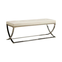 Load image into Gallery viewer, Walton Bench with Metal Base White and Chrome
