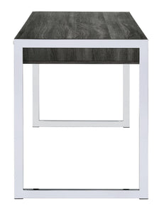 Wallice 2-drawer Writing Desk Weathered Grey and Chrome