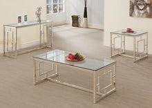 Load image into Gallery viewer, Merced Square Tempered Glass Top End Table Nickel
