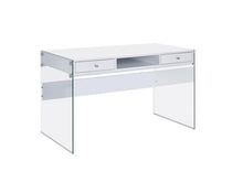 Load image into Gallery viewer, Dobrev 2-drawer Writing Desk Glossy White and Clear
