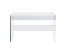 Load image into Gallery viewer, Dobrev 2-drawer Writing Desk Glossy White and Clear
