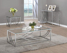 Load image into Gallery viewer, Lille Glass Top Rectangular Coffee Table Accents Chrome
