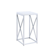 Load image into Gallery viewer, Edmund Accent Table with X-cross Glossy White and Chrome
