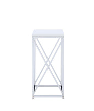 Load image into Gallery viewer, Edmund Accent Table with X-cross Glossy White and Chrome
