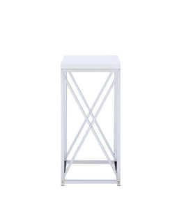 Edmund Accent Table with X-cross Glossy White and Chrome