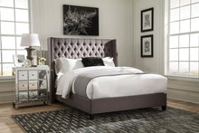 Load image into Gallery viewer, Bancroft Demi-wing Upholstered California King, E.King, Queen &amp; Full Bed Grey
