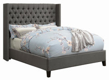 Load image into Gallery viewer, Bancroft Demi-wing Upholstered California King, E.King, Queen &amp; Full Bed Grey
