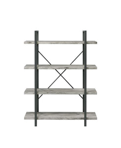 Cole 4-Shelf Bookcase Grey Driftwood and Gunmetal