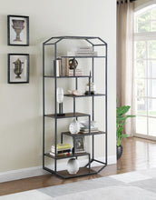 Load image into Gallery viewer, Leland 6-shelf Bookcase Rustic Brown and Dark Grey
