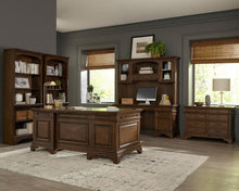 Load image into Gallery viewer, Hartshill Executive Desk with File Cabinets Burnished Oak
