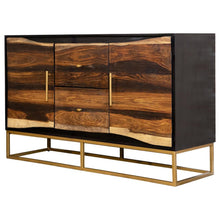 Load image into Gallery viewer, Zara 2-drawer Accent Cabinet Black Walnut and Gold
