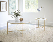 Load image into Gallery viewer, Ellison Round X-cross End Table White and Gold
