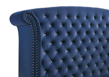 Load image into Gallery viewer, Melody California King, Eastren King, Queen Wingback Upholstered Bed Pacific Blue &amp; Grey
