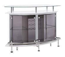 Load image into Gallery viewer, Gideon Crescent Shaped Glass Top Bar Unit with Drawer
