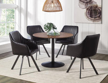 Load image into Gallery viewer, Arika Tufted Sloped Arm Swivel Dining Chair Black and Gunmetal
