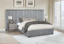 Load image into Gallery viewer, Arles Eastern King Vertical Channeled Tufted Bed Grey
