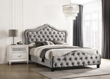 Load image into Gallery viewer, Bella Queen Upholstered Tufted Panel Bed Grey
