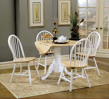 Load image into Gallery viewer, Allison Drop Leaf Round Dining Table Natural Brown and White
