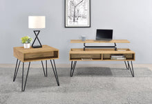 Load image into Gallery viewer, Fanning Lift Top Storage Coffee Table Golden Oak and Black

