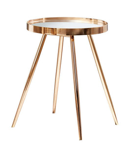 Kaelyn Round Mirror Top End Table Gold