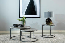 Load image into Gallery viewer, Lainey Round 2-piece Nesting Coffee Table Grey and Gunmetal
