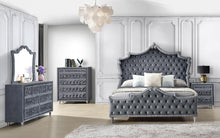 Load image into Gallery viewer, Antonella 4-Piece Queen Upholstered Tufted Bedroom Set Grey
