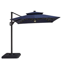 Load image into Gallery viewer, Xico 8 Ft Square Umbrella w/ Double Top w/ LED Light + 37&quot; Large Base
