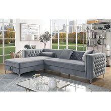 Load image into Gallery viewer, Amie Glam Gray &amp; Black Sectional w/Storage
