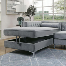 Load image into Gallery viewer, Amie Glam Gray &amp; Black Sectional w/Storage
