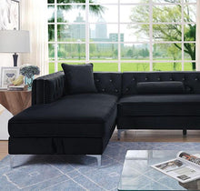 Load image into Gallery viewer, Amie Glam Gray &amp; Black Sectional w/Storage
