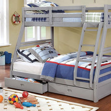 Load image into Gallery viewer, California II Cherry Twin/Full Bunk Bed w/ 2 Drawers Cherry, Walnut, Grey, &amp;Oak
