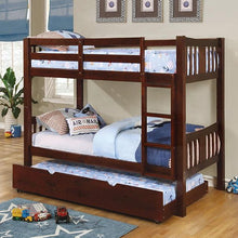 Load image into Gallery viewer, Cameron Dark Walnut, White &amp; Gray Full/Full Bunk Bed
