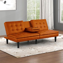Load image into Gallery viewer, Eidsberg Futon Sofa Bed Orange, Grey, Brown, &amp; Black
