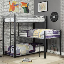 Load image into Gallery viewer, Aubrey Sand Black Twin Triple Decker Bed
