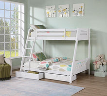 Load image into Gallery viewer, Emilee Twin/Full Bunk Bed White, Grey, Espresso, &amp; Black
