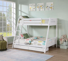 Load image into Gallery viewer, Emilee Twin/Full Bunk Bed White, Grey, Espresso, &amp; Black
