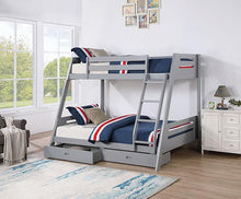 Load image into Gallery viewer, Emilee Twin/Full Bunk Bed White, Grey, Espresso, &amp; Black
