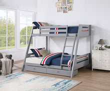 Load image into Gallery viewer, Emilee Twin/Full Bunk Bed White, Grey, Espresso, &amp; Black
