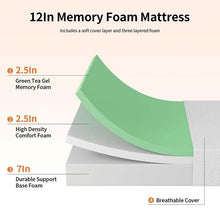 Load image into Gallery viewer, Forsythia 12&quot; E.King Green Tea Gel Memory Foam
