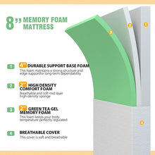 Load image into Gallery viewer, Forsythia 8&quot; E.King Green Tea Gel Memory Foam
